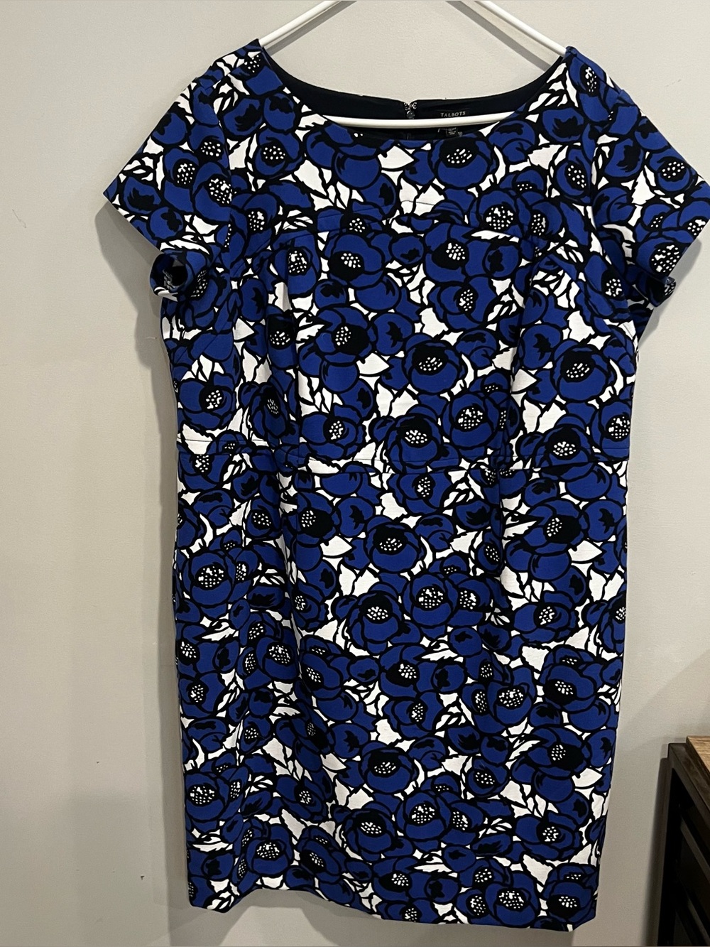 Talbots Cocktail midi floral blue white womens 18WP dress evening feminine